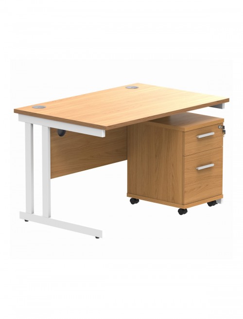 TC Core 1200mm Straight Desk Norwegian Beech and Mobile Pedestal Bundle COREBUNDU1280BCHSV2 - enlarged view