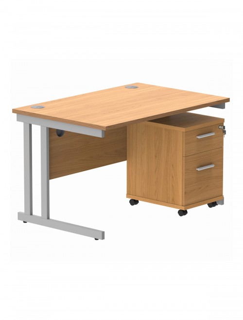 TC Core 1400mm Straight Desk Norwegian Beech and Mobile Pedestal Bundle COREBUNDU1480BCHSV2 - enlarged view