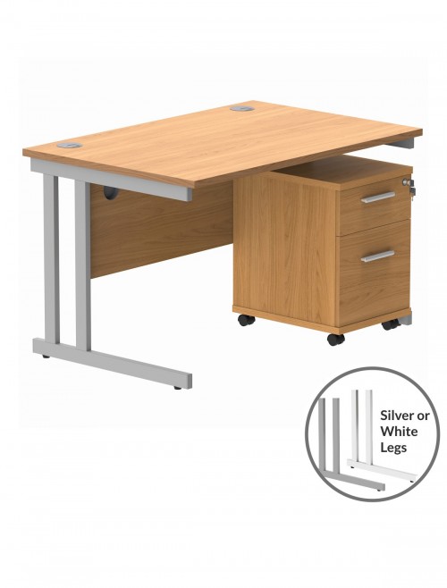 TC Core 1200mm Straight Desk Norwegian Beech and Mobile Pedestal Bundle COREBUNDU1280BCHSV2