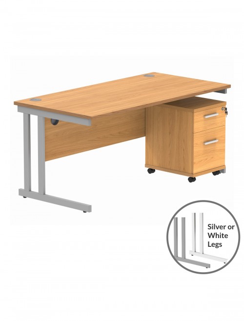 TC Core 1600mm Straight Desk Norwegian Beech and Mobile Pedestal Bundle COREBUNDU1680BCHSV2