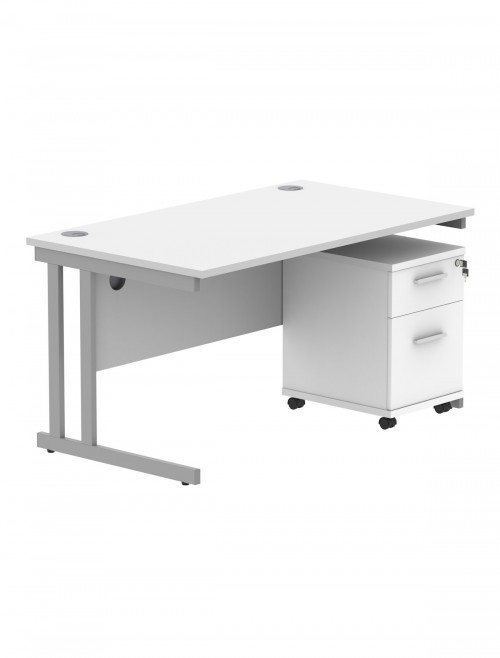 TC Core 1400mm Straight Desk Arctic White and Mobile Pedestal Bundle COREBUNDU1480WHTSV2 - enlarged view