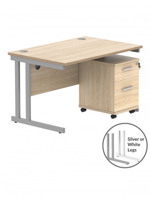 TC Core 1200mm Straight Desk Canadian Oak and Mobile Pedestal Bundle COREBUNDU1280OKSV2