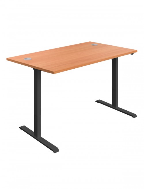 Standing Desk Beech Height Adjustable Desk 1200mm Wide ECSM1280CPBE by TC Office - enlarged view