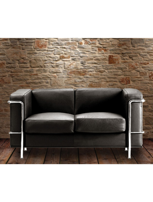 Reception Sofa Black Belmont Two Seater Sofa Leather Faced BSL/X201/BK by Eliza Tinsley Nautilus