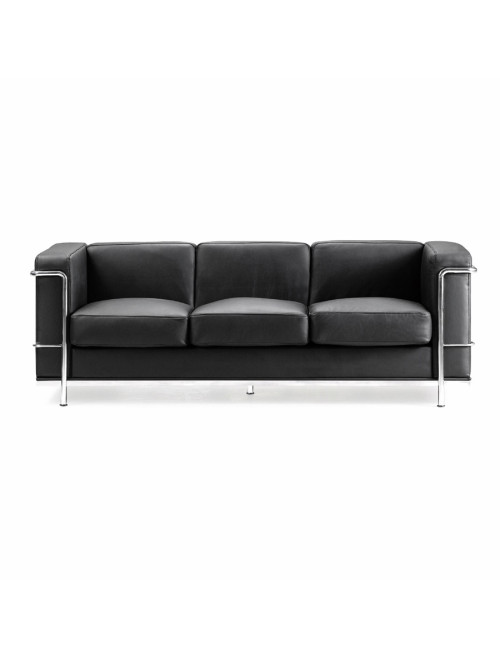 Reception Sofa Black Belmont Three Seater Sofa Leather Faced BSL/X202/BK by Eliza Tinsley - enlarged view