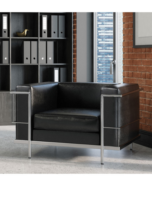Reception Chair Black Belmont Armchair Leather Faced BSL/X200/BK by Eliza Tinsley Nautilus