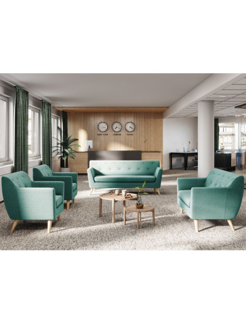 Reception Seating Skandi 2 Seater Sofa Ocean Green 7981 by Teknik - enlarged view