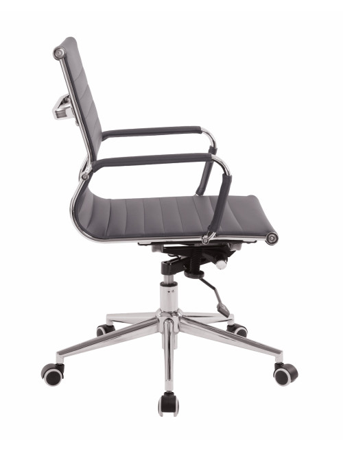 Bonded Leather Office Chair Grey Aura Medium Back BCL/8003/GY by Nautilus - enlarged view