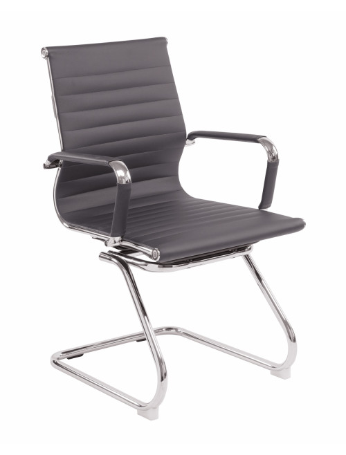 Bonded Leather Visitor Chair Aura Grey Office Chair BCL/8003AV/GY by Nautilus - enlarged view