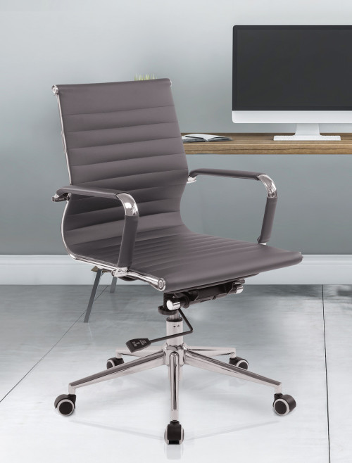 Bonded Leather Office Chair Grey Aura Medium Back BCL/8003/GY by Nautilus