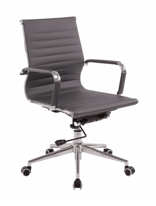 Bonded Leather Office Chair Grey Aura Medium Back BCL/8003/GY by Nautilus - enlarged view