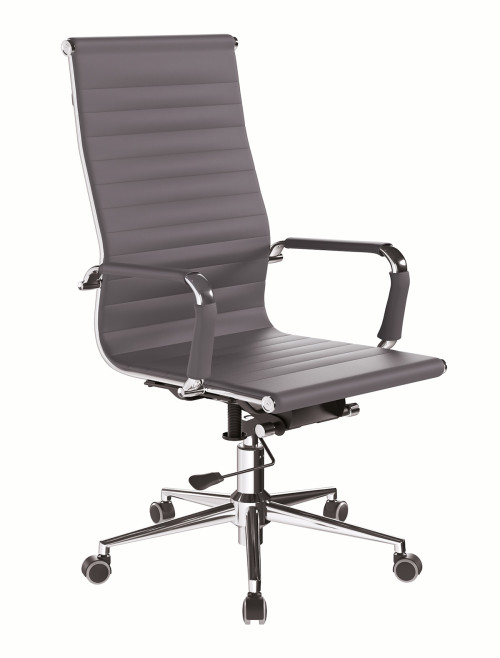 Bonded Leather Office Chair Grey Aura High Back BCL/9003/GY by Nautilus