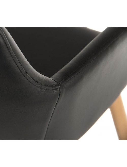 Reception Seating Pair of 4 Legged Reception Armchairs Black PU 6929 by Teknik - enlarged view