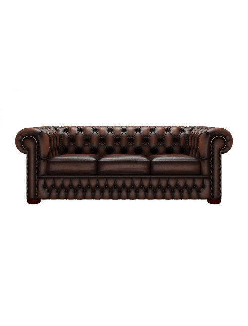 Reception Seating Classic Button Back 3 Seater Sofa Antique Brown 9900001AB by Teknik