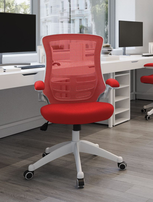 Mesh Office Chair Red Luna Computer Chair BCM/L1302/WH-RD by Eliza Tinsley