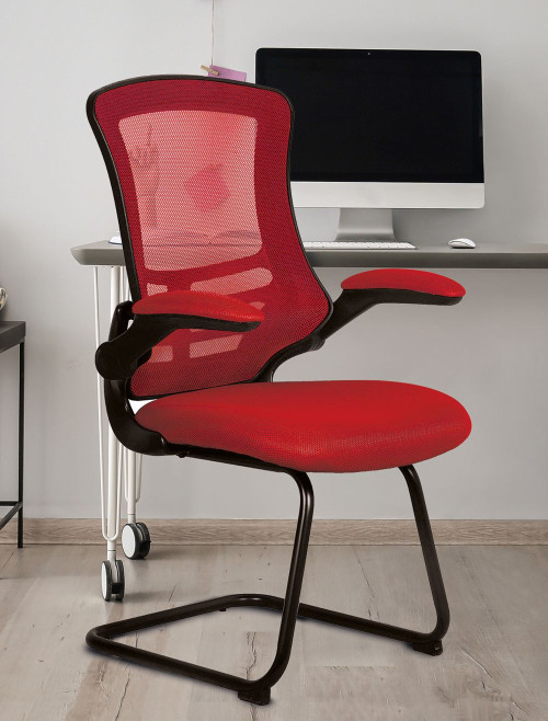 Mesh Visitor Chair Luna Red Reception Chair BCM/L1302V/RD by Eliza Tinsley