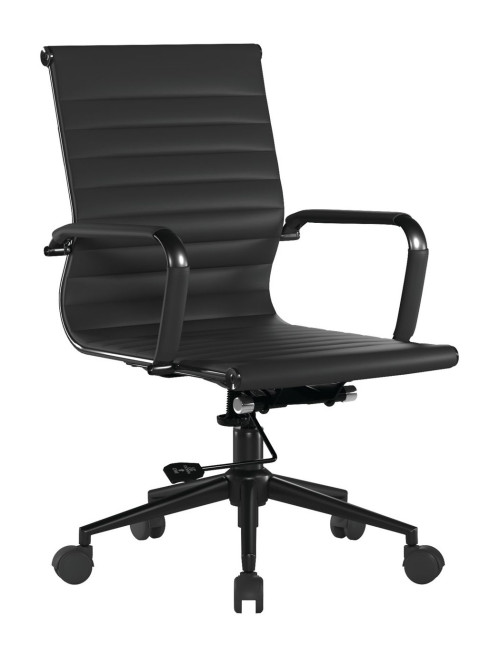 Bonded Leather Office Chair Black Aura Medium Back Chair BCL/8003/BK-BK by Nautilus - enlarged view