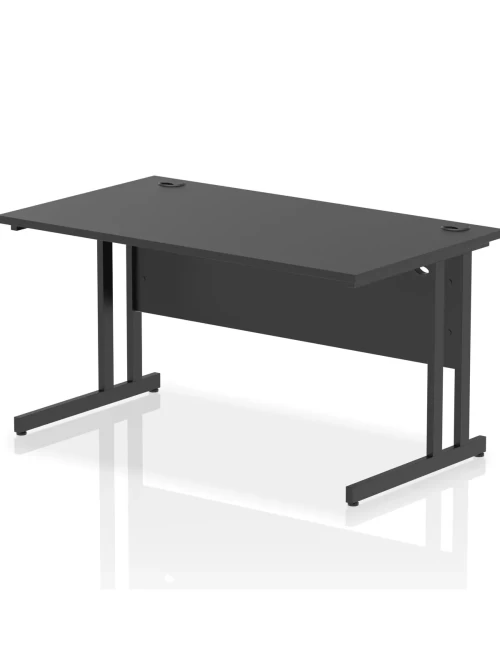 Black Office Desk Impulse 1400mm Rectangular Straight Desk I004326 by Dynamic - enlarged view