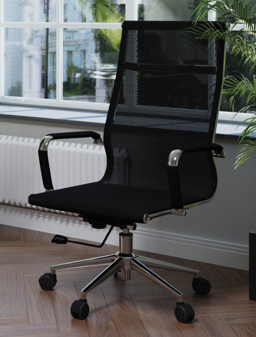 Mesh Office Chair Black Aura Hugh Back Mesh Chair BCM/9003/BK by Nautilus