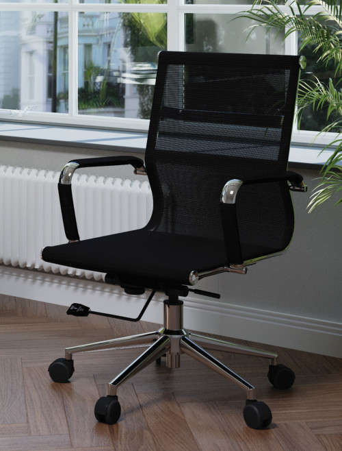 Mesh Office Chair Black Aura Medium Back Mesh Chair BCM/8003/BK by Nautilus