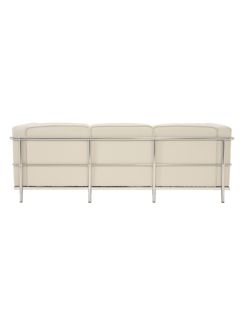 Reception Sofa Ivory Belmont Cubed Three Seater Sofa Leather Faced by Nautilus - enlarged view