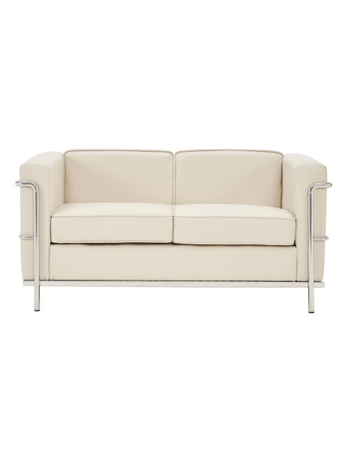 Reception Sofa Ivory Belmont Two Seater Sofa Leather Faced by Nautilus - enlarged view