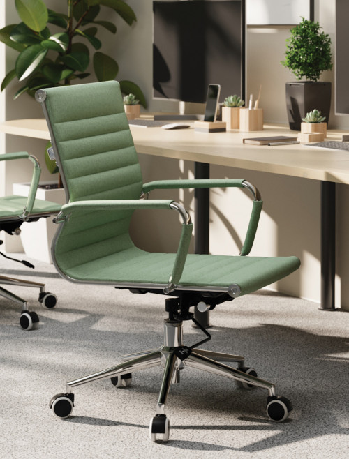 Office Chair Green Fleck Fabric Aura Medium Back Chair by Nautilus - enlarged view