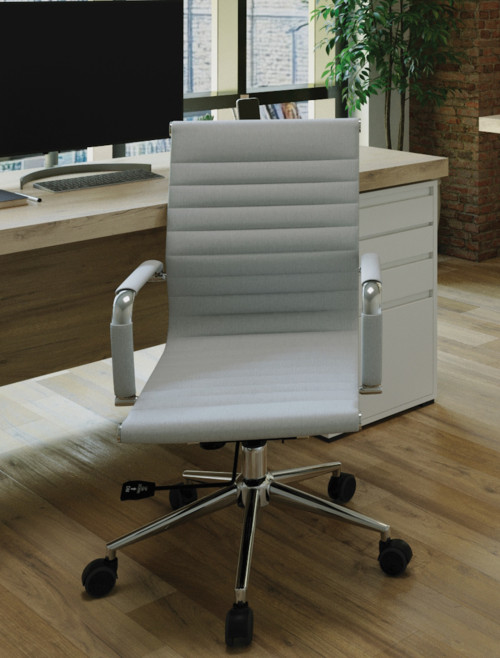 Office Chair Grey Fleck Fabric Aura Medium Back Chair by Nautilus - enlarged view