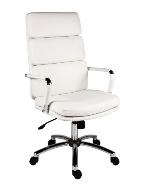 Office Chair White Deco Executive Faux Leather Computer Chair by Teknik