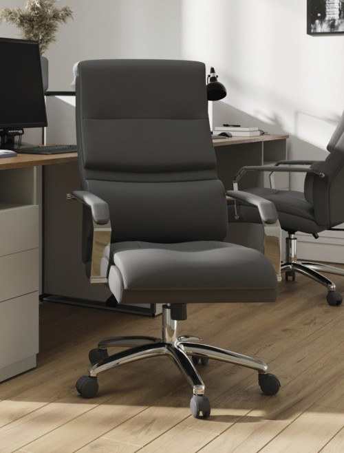 Office Chair Grey Patriot Leather Effect Managers Chair by Nautilus