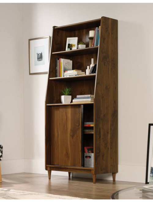 Wide Bookcase Hampstead Park Walnut Storage Cabinet by Teknik