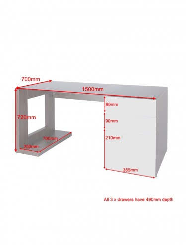 Alphason Sorbonne Executive Desk  ADSOR150-W - enlarged view